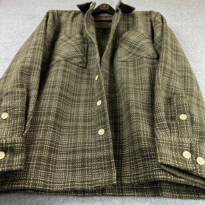 COMMON PEOPLE Granby Luxe Hybrid Overshirt M Dark Olive Checker Gingham Shacket